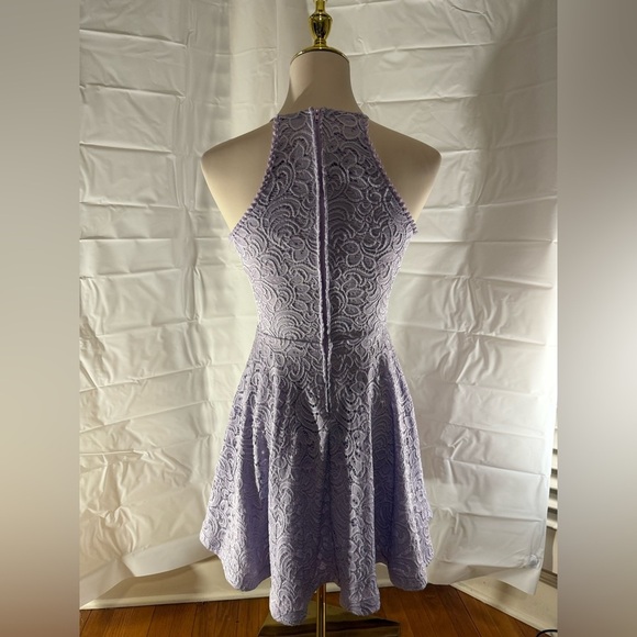 B Darlin Purple Halter Fit and Flare Mini Dress - Picture 2 of 6